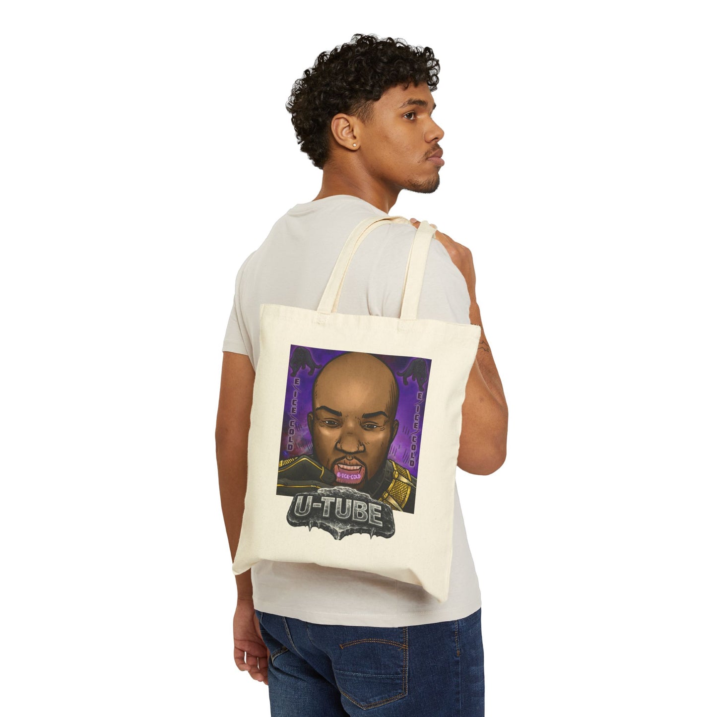 Tote Bag — 'E-ICE-COLD' Graphic Cotton Canvas Tote