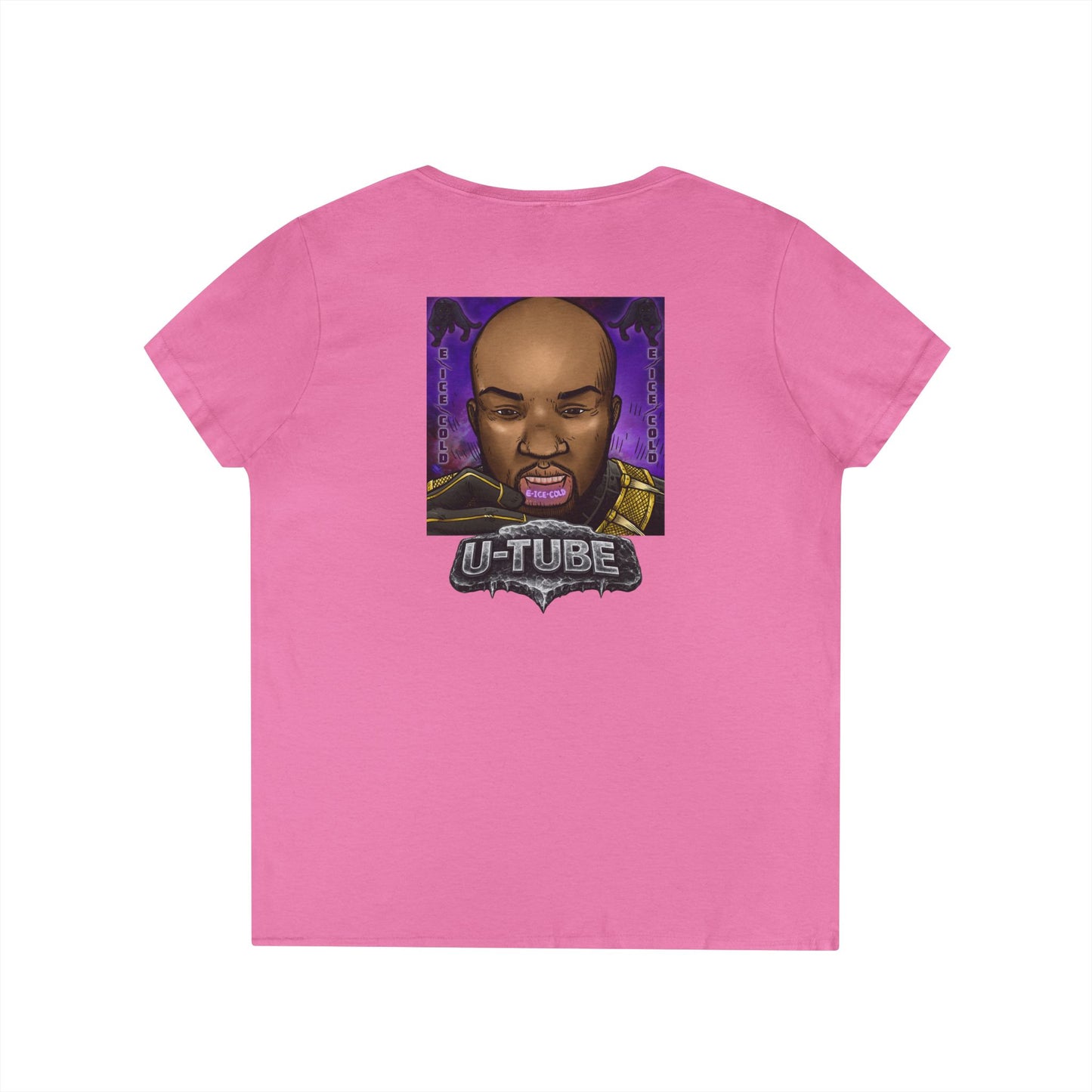 Women's V-Neck Tee — 3D Cube/ Ice-Cold Portrait