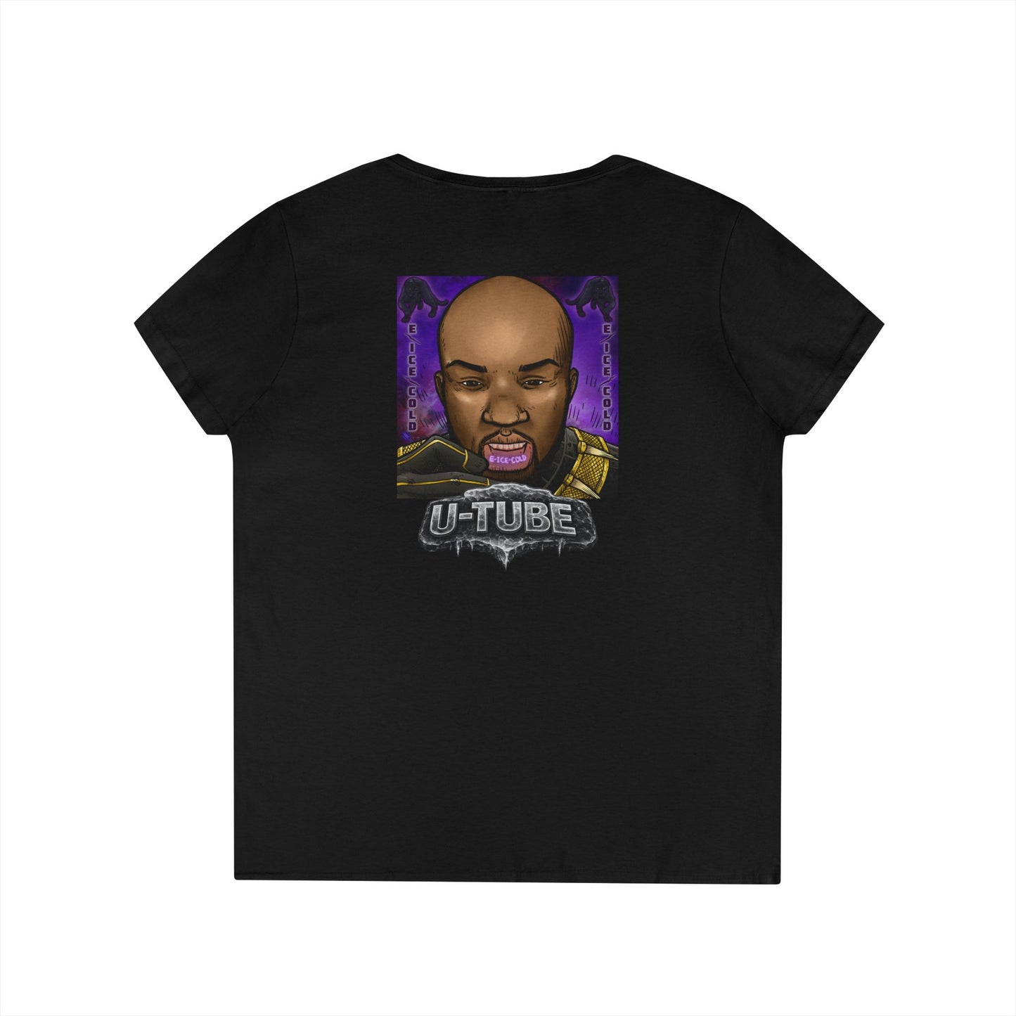 Women's V-Neck Tee — 3D Cube/ Ice-Cold Portrait
