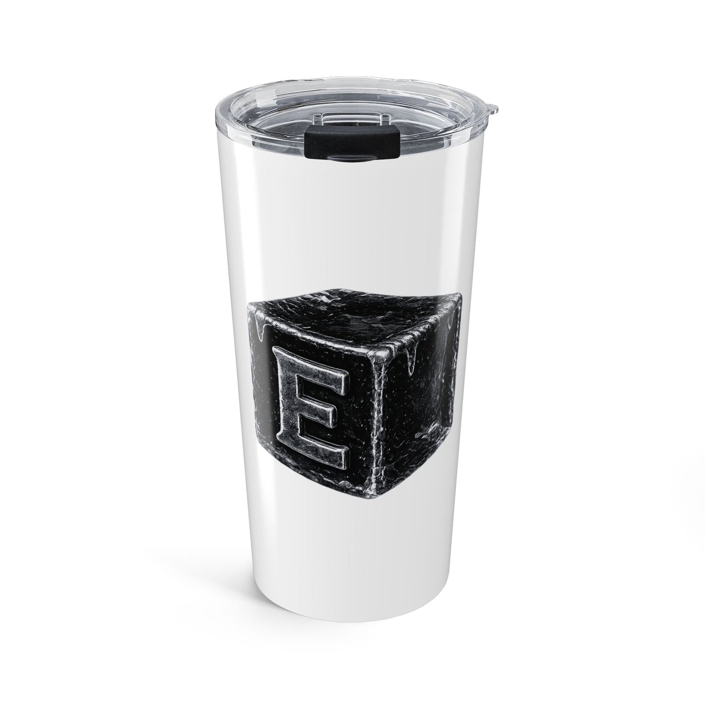20oz Tumbler with Vintage Chalk Block E Letter – Monogram Drink Cup