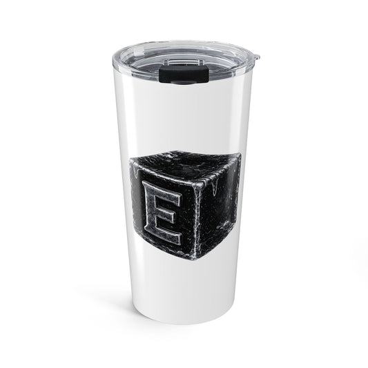 20oz Tumbler with Vintage Chalk Block E Letter – Monogram Drink Cup