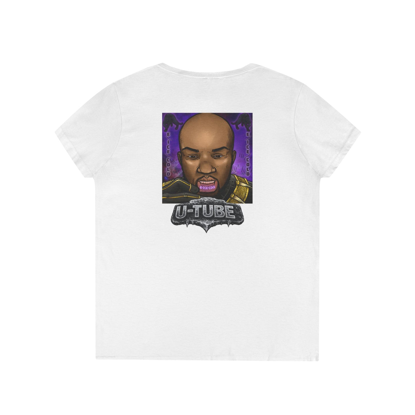 Women's V-Neck Tee — 3D Cube/ Ice-Cold Portrait