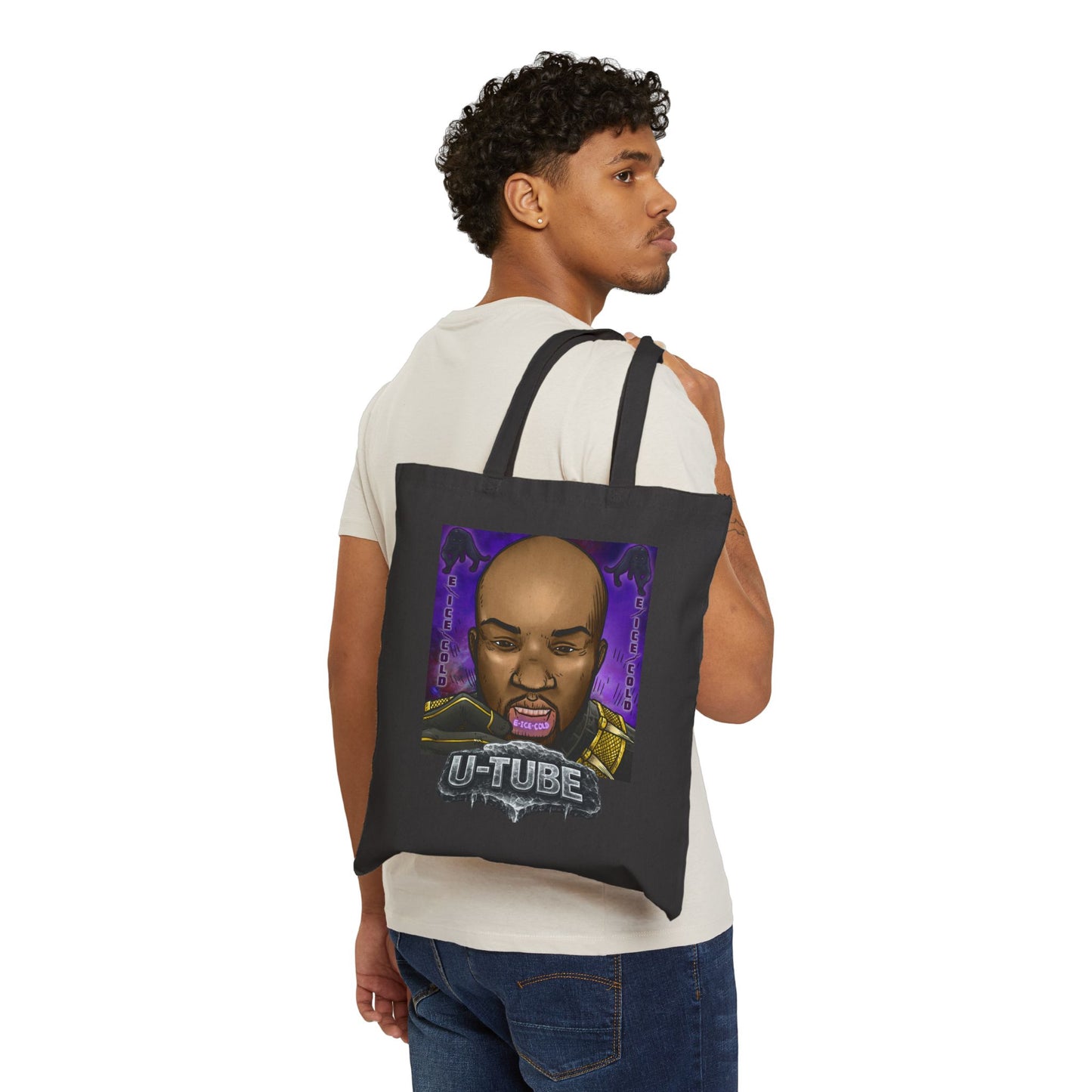 Tote Bag — 'E-ICE-COLD' Graphic Cotton Canvas Tote