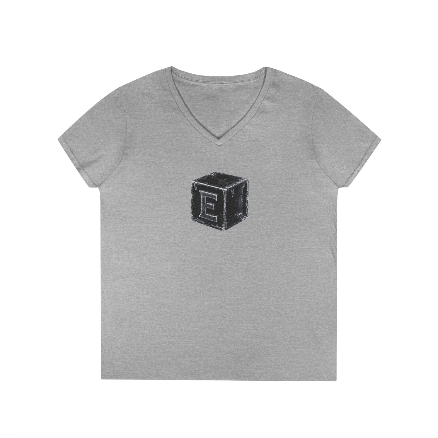 Women's V-Neck Tee — 3D Cube/ Ice-Cold Portrait
