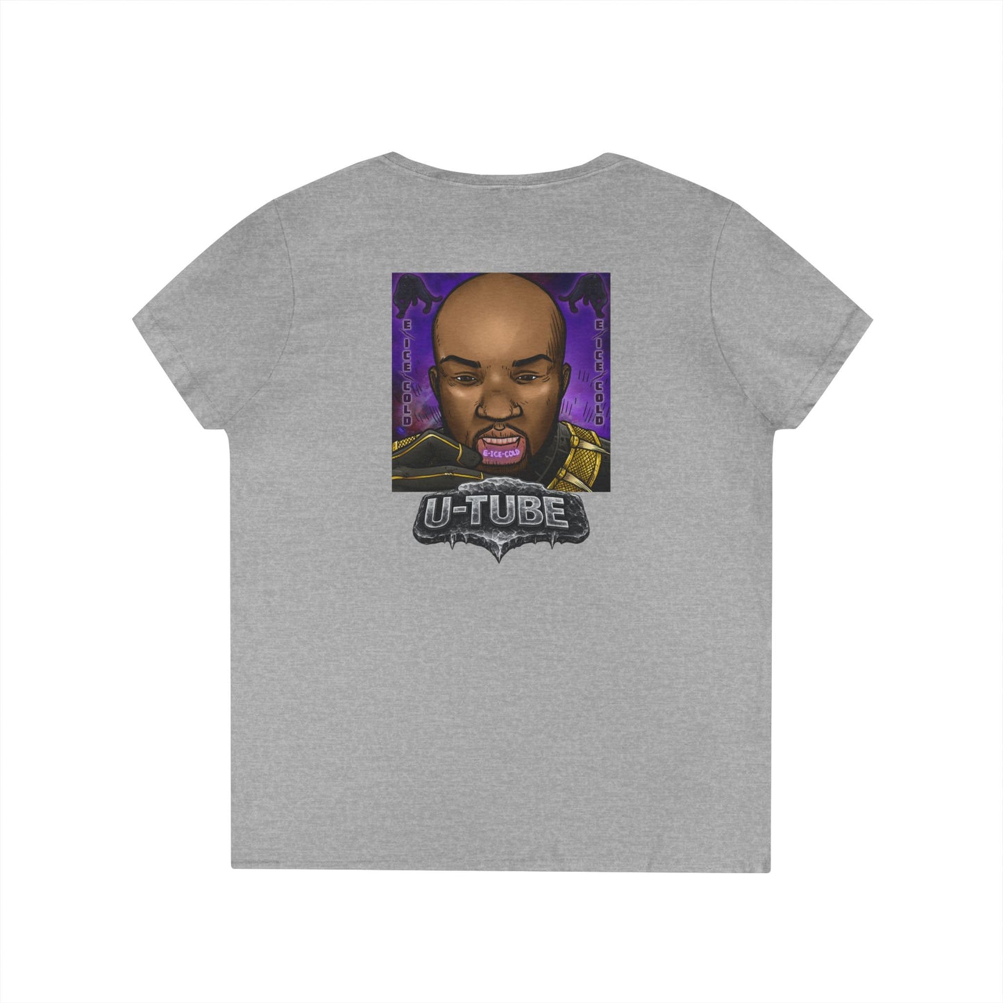 Women's V-Neck Tee — 3D Cube/ Ice-Cold Portrait