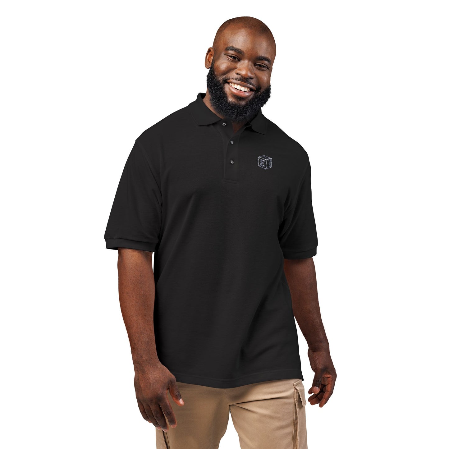 Embroidered Geometric Crest Polo