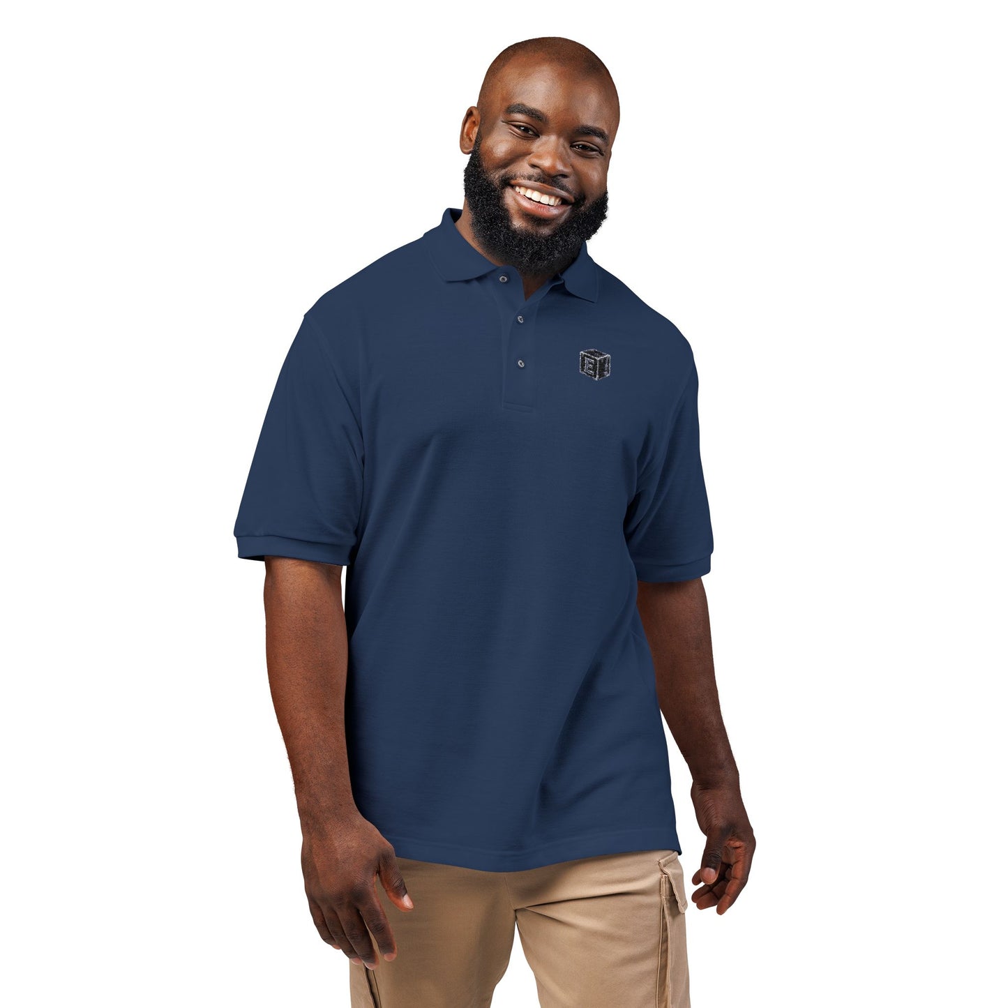 Embroidered Geometric Crest Polo