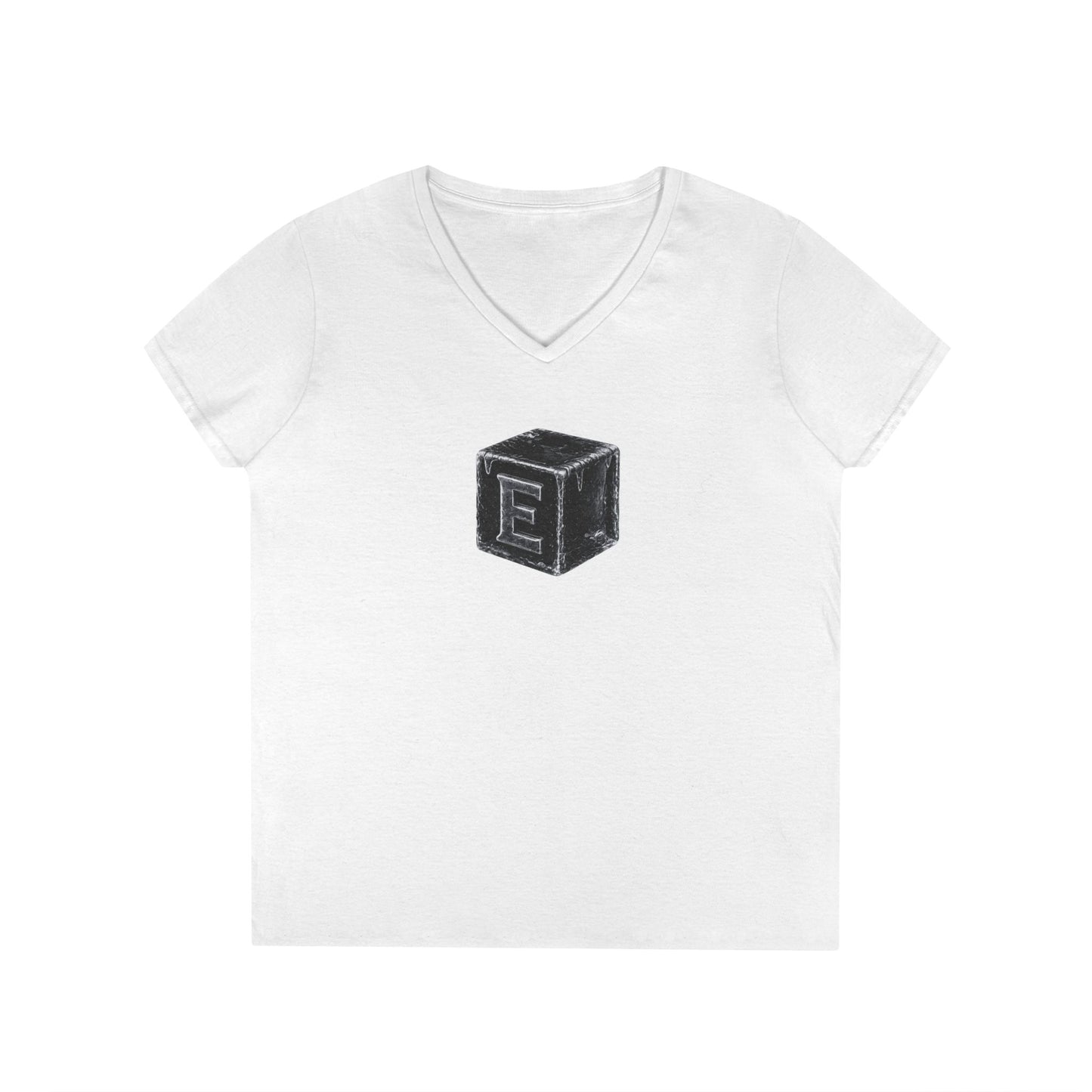 Women's V-Neck Tee — 3D Cube/ Ice-Cold Portrait