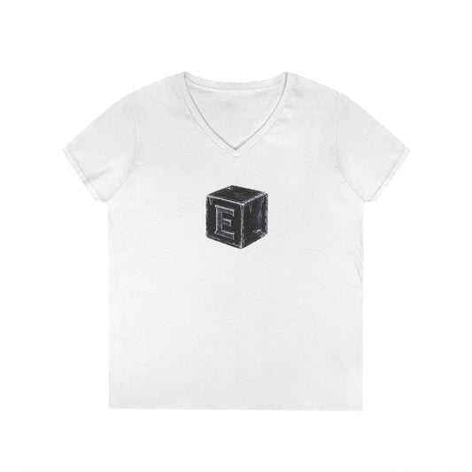 Women's V-Neck Tee — 3D Cube/ Ice-Cold Portrait