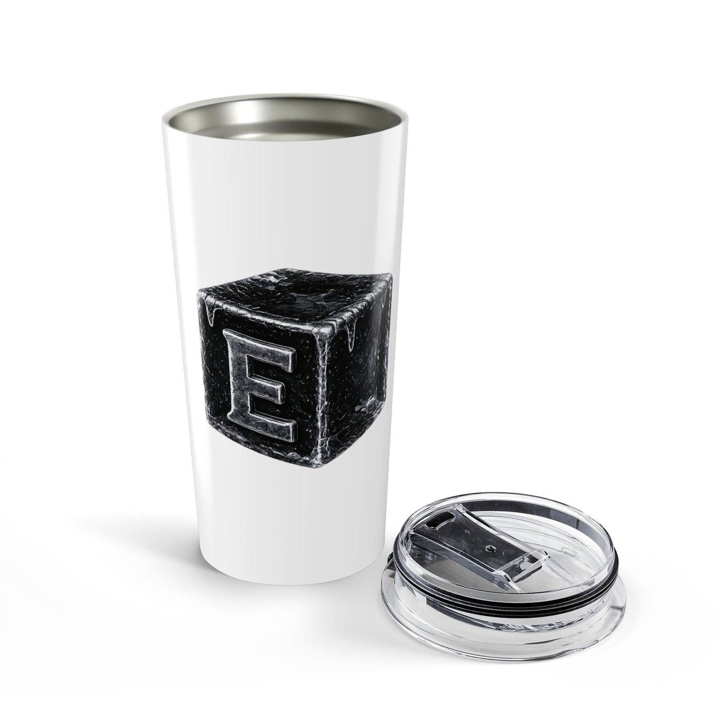 20oz Tumbler with Vintage Chalk Block E Letter – Monogram Drink Cup
