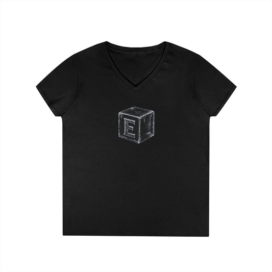 Women's V-Neck Tee — 3D Cube/ Ice-Cold Portrait