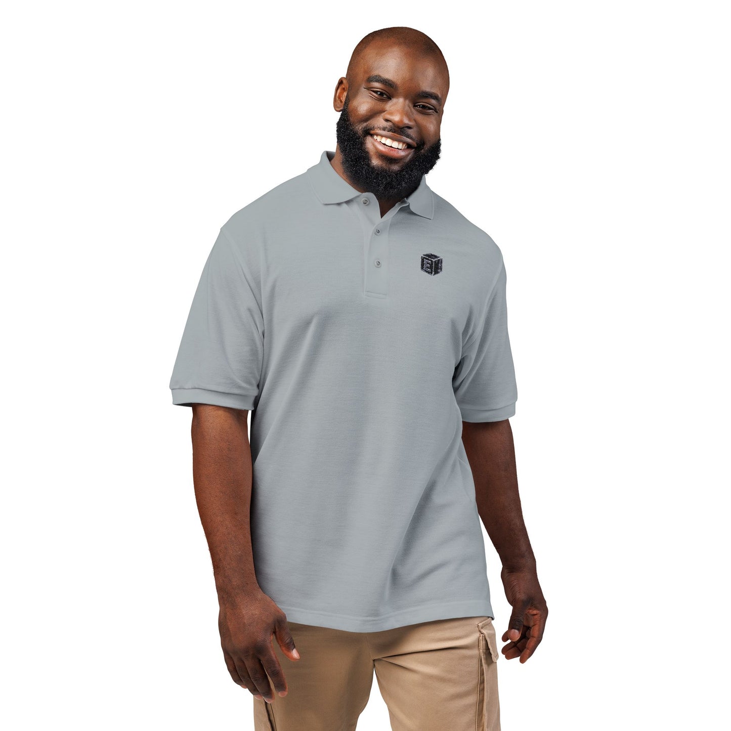 Embroidered Geometric Crest Polo