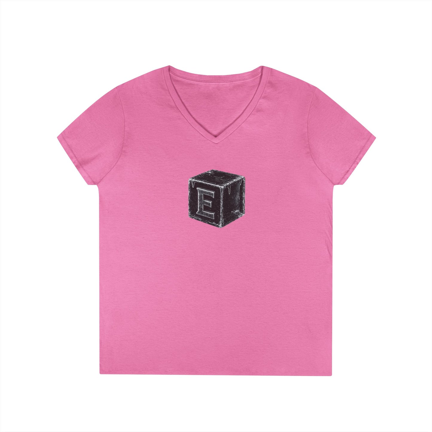 Women's V-Neck Tee — 3D Cube/ Ice-Cold Portrait