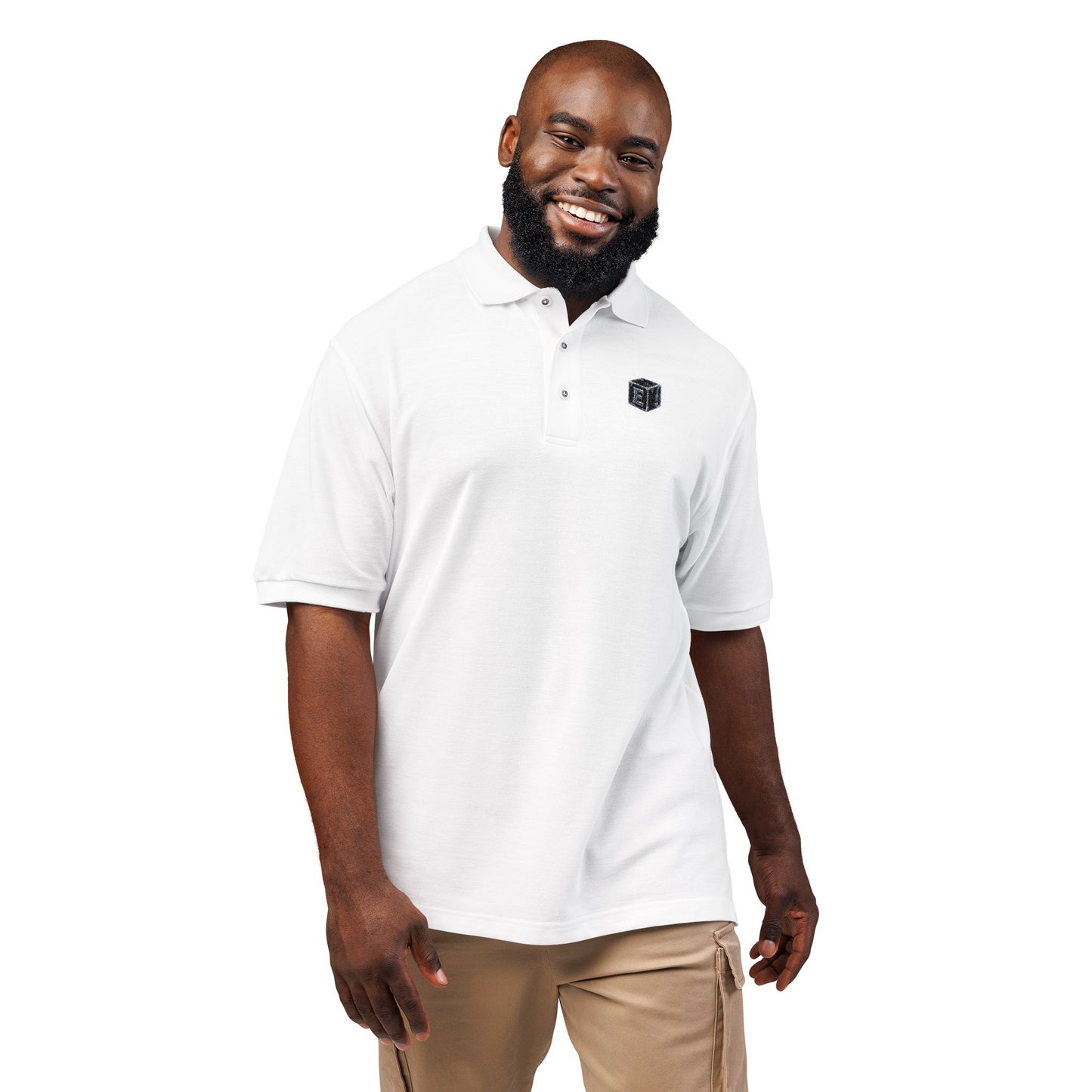 Embroidered Geometric Crest Polo